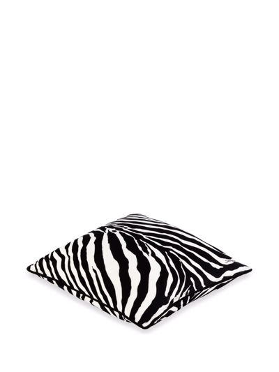 Dolce & Gabbana Medium Zebra-print Velvet Cushion In Black