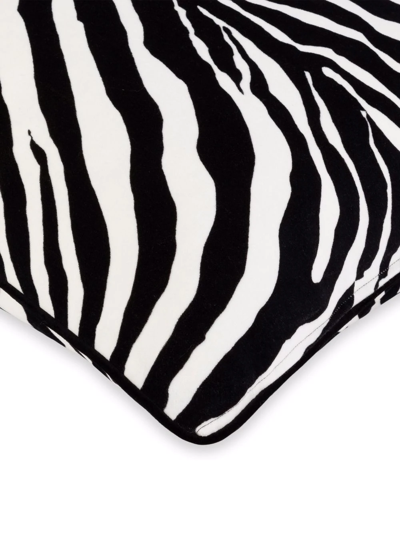 Shop Dolce & Gabbana Medium Zebra-print Velvet Cushion In Black