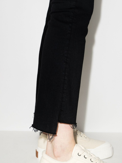 Mother The Insider Crop Distressed High-rise Flared Jeans In Schwarz