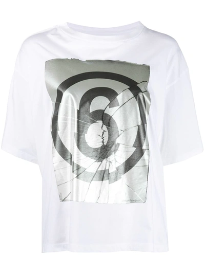 Shop Mm6 Maison Margiela 6-print T-shirt In White