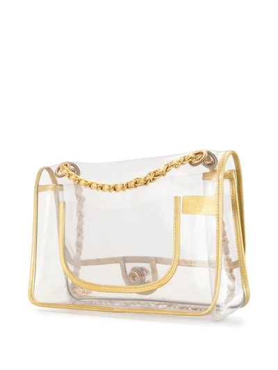Pre-owned Chanel 2007 Clear Double Chain Shoulder Bag In Neutrals