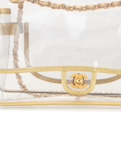 Pre-owned Chanel 2007 Clear Double Chain Shoulder Bag In Neutrals
