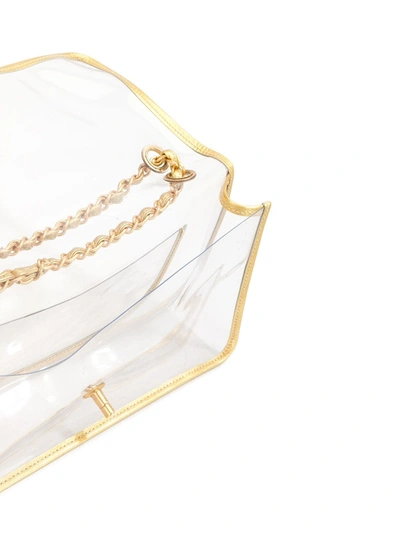 Pre-owned Chanel 2007 Clear Double Chain Shoulder Bag In Neutrals