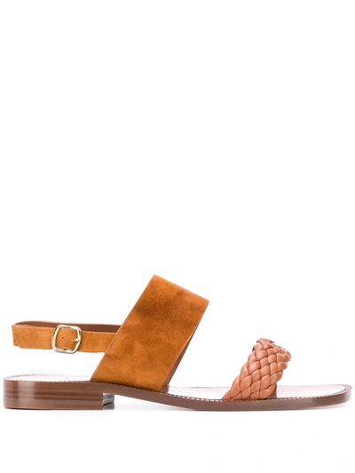 Shop Santoni Woven Upper Sandals In Brown