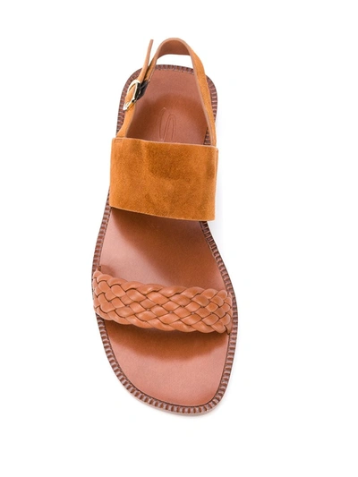Shop Santoni Woven Upper Sandals In Brown