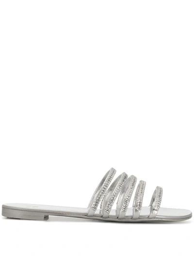 Shop Giuseppe Zanotti Embellished Strap Sandals In Silver