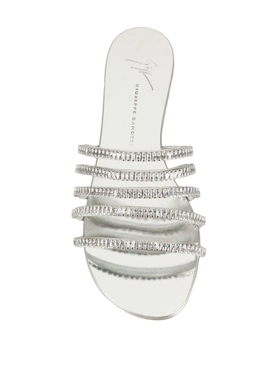 Shop Giuseppe Zanotti Embellished Strap Sandals In Silver