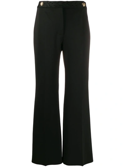 Shop Givenchy Braid Cropped Flared Trousers In Black