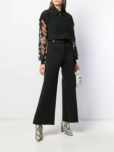 Shop Givenchy Braid Cropped Flared Trousers In Black