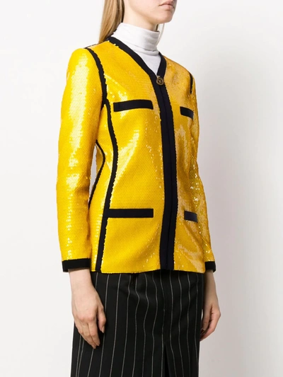 Pre-owned Chanel 1991 Sequinned Jacket In Yellow