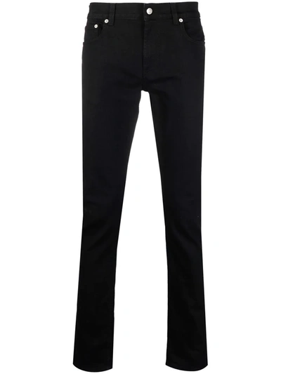 Alexander Mcqueen Logo-embroidered Jeans In 黑色