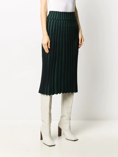 Shop Kenzo Pleated Two-tone Skirt In Blue