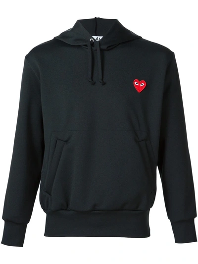 Shop Comme Des Garçons Play Heart Appliqué Hoodie In Black