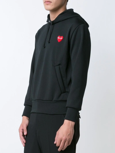 Shop Comme Des Garçons Play Heart Appliqué Hoodie In Black