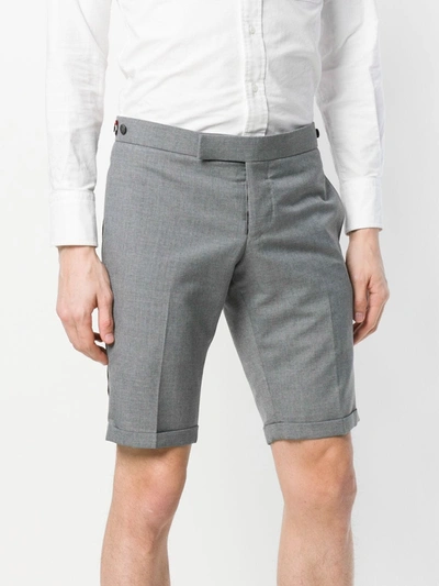 Shop Thom Browne Low Rise Skinny Shorts In Grey