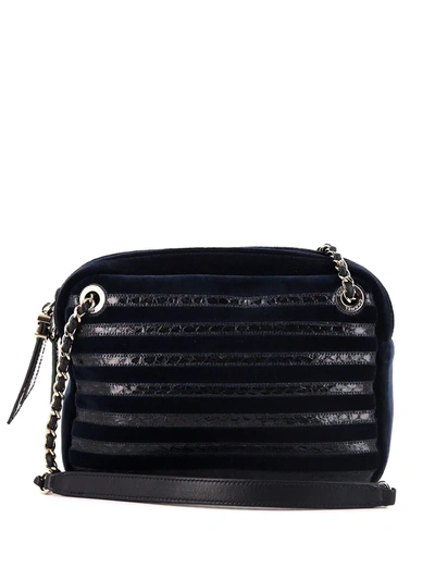 Pre-owned Chanel 2010s Chevron Appliqué Camega Bag In Blue