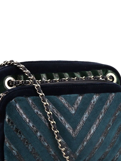 Pre-owned Chanel 2010s Chevron Appliqué Camega Bag In Blue