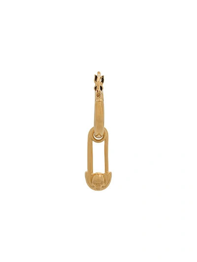 Shop Northskull Skull Safety Pin Hoop Earring In Gold