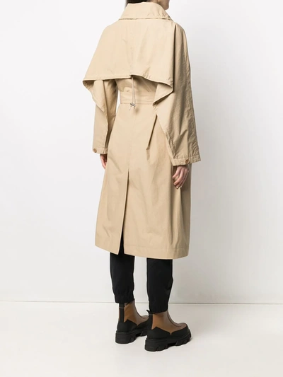 Shop Kenzo Double-breasted Belted Trench Coat In Neutrals