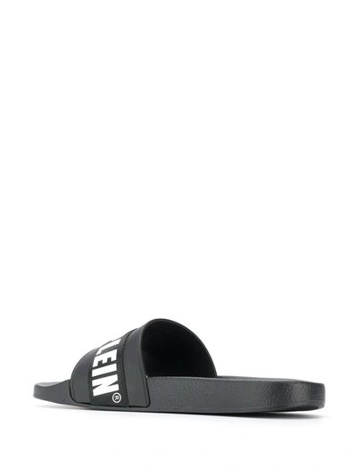 Shop Philipp Plein Flat Logo Gummy Sandals In Black