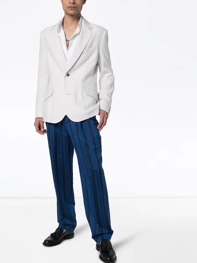 Shop Haider Ackermann Striped Tailored Trousers In Blue