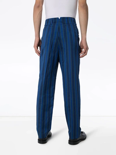 Shop Haider Ackermann Striped Tailored Trousers In Blue