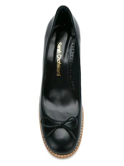 Sarah Chofakian Chunky Heel Pumps In Black