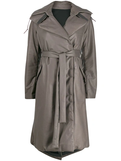 Shop Isaac Sellam Experience Padded Oversized Trench Coat In Grey