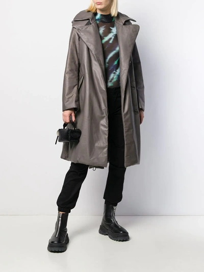 Shop Isaac Sellam Experience Padded Oversized Trench Coat In Grey
