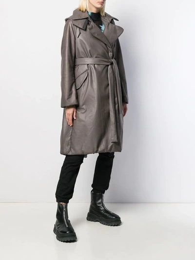 Shop Isaac Sellam Experience Padded Oversized Trench Coat In Grey