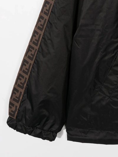 Shop Fendi Reversible Double-f Hooded Jacket In Brown