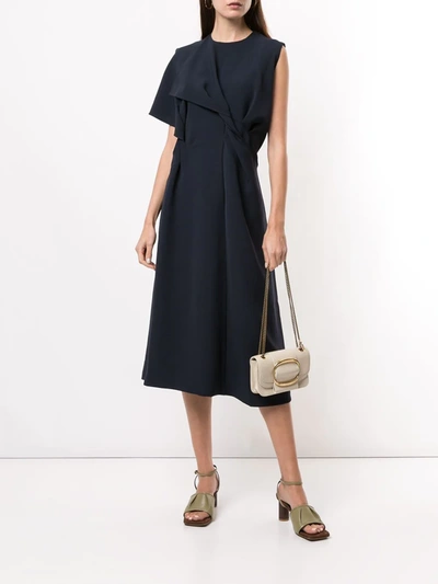 Shop Akira Naka Asymmetric Sleeveless Dress In Blue