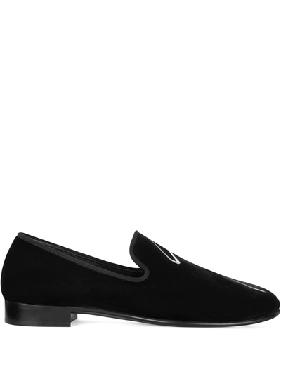 Shop Giuseppe Zanotti G-lewis Velvet Loafers In Black