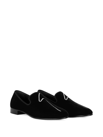 Shop Giuseppe Zanotti G-lewis Velvet Loafers In Black