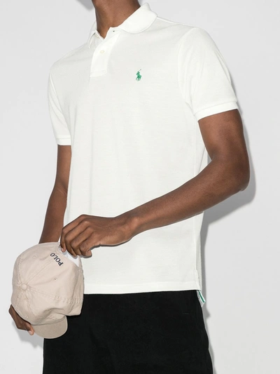 Shop Polo Ralph Lauren Logo-embroidered Polo Shirt In White