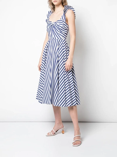 Shop Jason Wu Collection Striped Flared Dress In Blue
