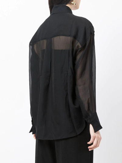 Shop Lorena Antoniazzi Sequin-embellished Satin Shirt In Black