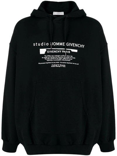 Givenchy Man Black Hoodie With Contrast Print In Black