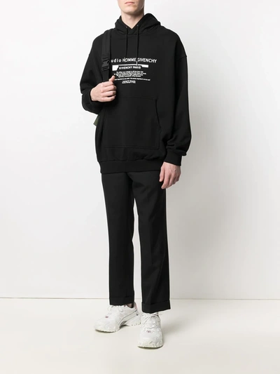 Givenchy Man Black Hoodie With Contrast Print In Black