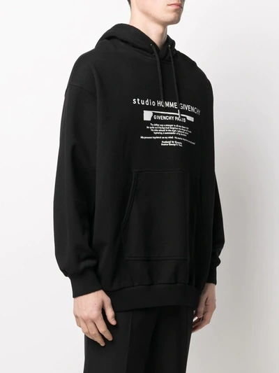 Givenchy Man Black Hoodie With Contrast Print In Black