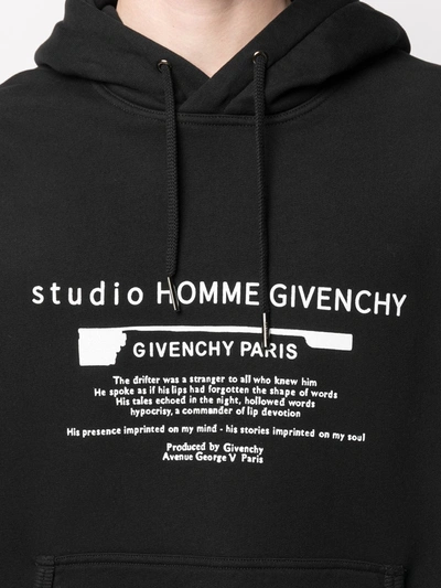 Givenchy Man Black Hoodie With Contrast Print In Black