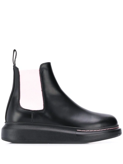 Shop Alexander Mcqueen Contrast Panels Chelsea Boots In Black