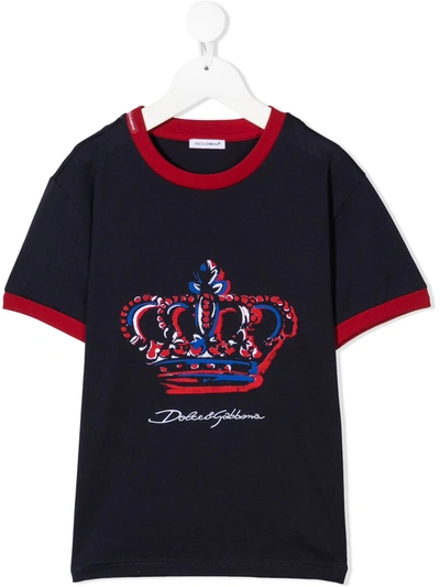 Shop Dolce & Gabbana Crown-print T-shirt In Blue