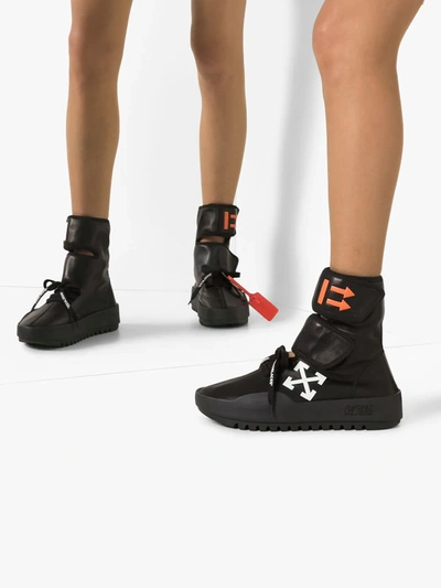 Shop Off-white Moto High-top Wrap Sneakers In Black