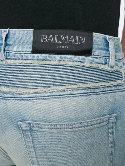 Shop Balmain Skinny-leg Biker Jeans In Blue