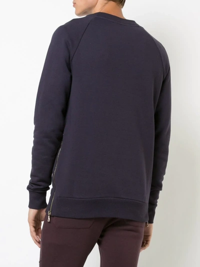 Shop Balmain Logo Patch Sweatshirt In Purple