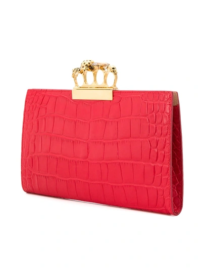 Shop Alexander Mcqueen Knuckle Duster Clutch In Red