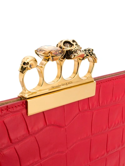 Shop Alexander Mcqueen Knuckle Duster Clutch In Red