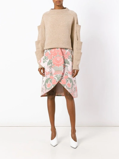 Shop Christopher Kane Jacquard Skirt In Neutrals