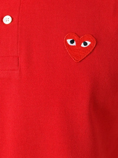 Shop Comme Des Garçons Play Embroidered Heart Polo Shirt In Red